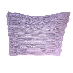 Hand knitted Baby Blanket, Light Pink, Baby Girl, Chevron/Feather & Fan